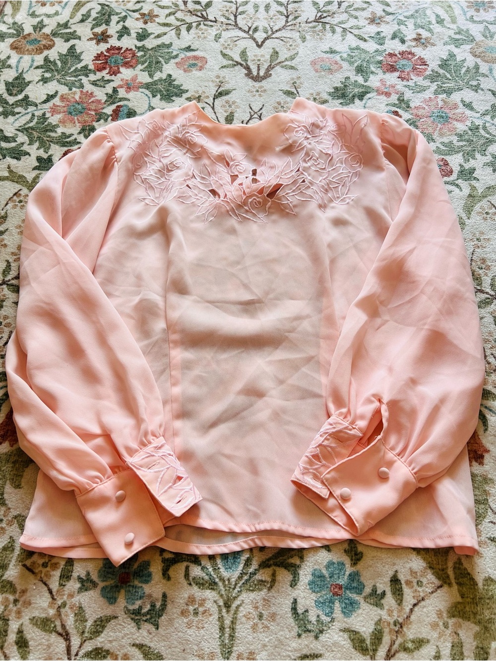 Vintage Pink Blouse Size 8 Embroidered Coquette Classic